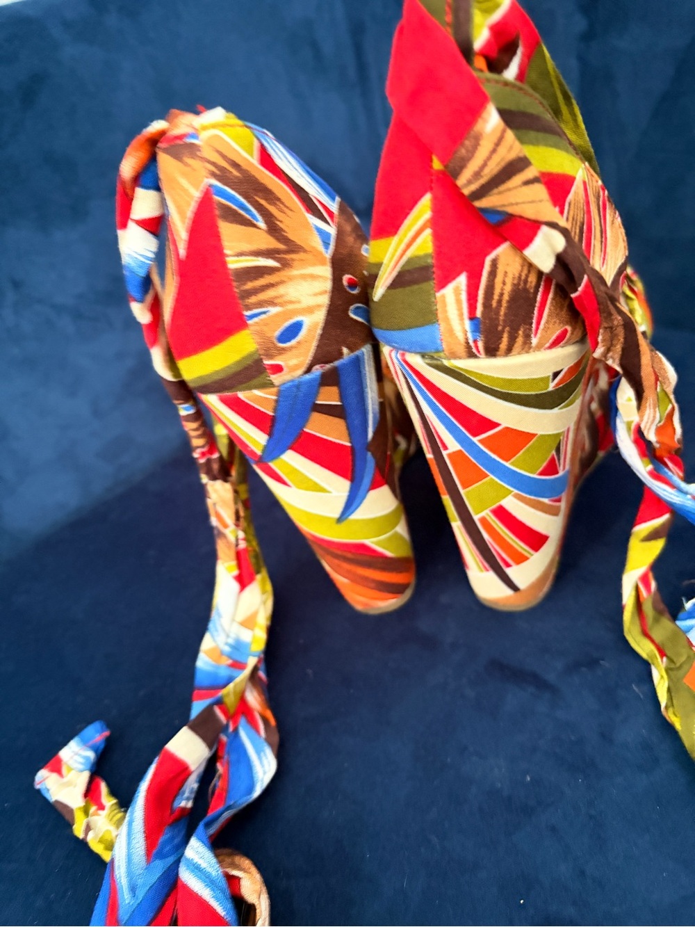 BAMBOO Red Multi Strappy Platform Wedge Heels - Picture 6 of 10